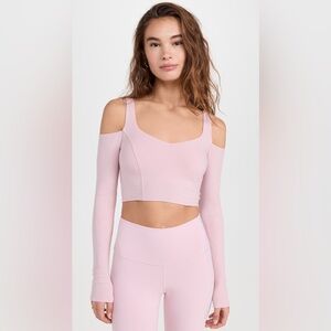 NWT‎ Alo Yoga Ribbed Cropped Butterfly Long Sleeve Tee Ballet Pink XS “SOLD OUT”